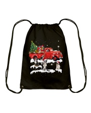 Australian Shepherd Riding Red Truck Xmas Merry Christmas Drawstring Bag tile