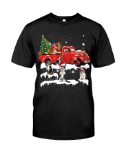 Australian Shepherd Riding Red Truck Xmas Merry Christmas Premium Fit Mens Tee tile
