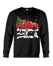 Australian Shepherd Riding Red Truck Xmas Merry Christmas Crewneck Sweatshirt tile