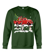 Australian Shepherd Riding Red Truck Xmas Merry Christmas Crewneck Sweatshirt front