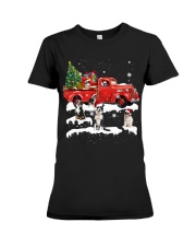 Australian Shepherd Riding Red Truck Xmas Merry Christmas Premium Fit Ladies Tee tile