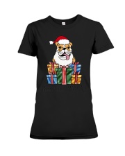 Christmas Present English Bulldog Novelty Shirt Premium Fit Ladies Tee tile