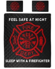 Firefighter Feel Save At Night Sleep With A Firefighter Queen Quilt Bed Set front
