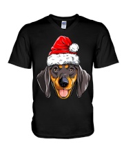 Dachshund Christmas Dog Santa Hat Xmas Boys Kids Girls Gifts V-Neck T-Shirt tile