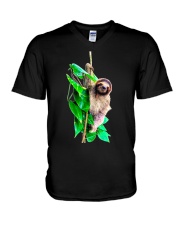Baby sloth jungle rainforest Pura Vida Costa Rica V-Neck T-Shirt tile