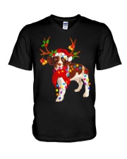 Christmas Lights English Springer Spaniel Dog V-Neck T-Shirt tile
