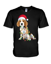 Beagle Christmas Gift - Beagle Funny Santa Hat Xmas V-Neck T-Shirt tile