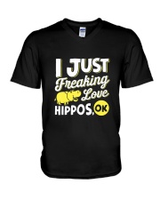 I Just Freaking Love Hippos Funny Cute Hippo V-Neck T-Shirt tile