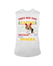 Beagle Ugly Christmas They See You're Eating Xmas Gift Sleeveless Tee tile