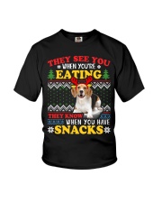 Beagle Ugly Christmas They See You're Eating Xmas Gift Youth T-Shirt tile