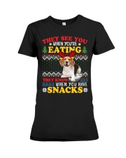 Beagle Ugly Christmas They See You're Eating Xmas Gift Premium Fit Ladies Tee tile