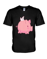 Flying Pig Pig uses wings to fly V-Neck T-Shirt tile