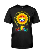 Peace Frog Sunflower Hippie Soul Gift TShirt Premium Fit Mens Tee tile