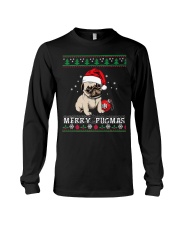Cute Pug Christmas-Merry Pugmas Pug Dogs Lover Long Sleeve Tee tile