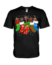 Dachshund Christmas Dachshund Dog Cute Socks Shirt V-Neck T-Shirt tile