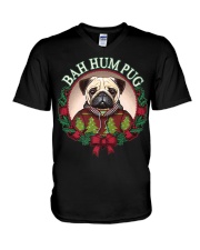 Bah Hum Pug Funny Christmas Pun Shirt For Pug Lovers V-Neck T-Shirt tile