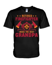 Retired Firefighter Make the best Grandpa V-Neck T-Shirt tile
