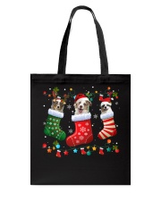 Australian Shepherd Dog In Sock Funny Christmas Pajama Gift Tote Bag tile