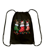 Australian Shepherd Dog In Sock Funny Christmas Pajama Gift Drawstring Bag tile
