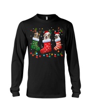Australian Shepherd Dog In Sock Funny Christmas Pajama Gift Long Sleeve Tee tile