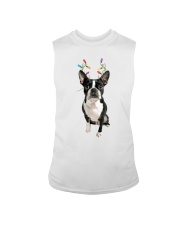 Boston Terrier Reindeer Christmas Dog Sleeveless Tee tile