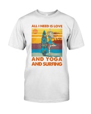 All I Need Is Love And Yoga And Surfing Premium Fit Mens Tee tile