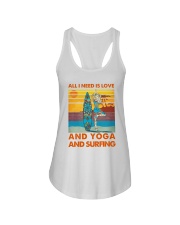 All I Need Is Love And Yoga And Surfing Ladies Flowy Tank tile