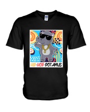 1990s Throwback Hip Hop Party Hippo Hip Hop V-Neck T-Shirt tile