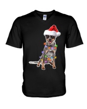 Christmas Australian Cattle Dog Lovers Santa Hat Gift Shirt V-Neck T-Shirt tile