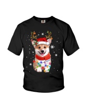 Corgi Dog Christmas Reindeer Santa Hat Xmas Light Pajama Tee Youth T-Shirt tile