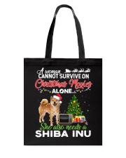 Christmas Movies Alone She Also Needs A Shiba Inu Light Tote Bag tile