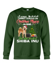 Christmas Movies Alone She Also Needs A Shiba Inu Light Crewneck Sweatshirt front
