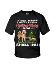Christmas Movies Alone She Also Needs A Shiba Inu Light Youth T-Shirt tile