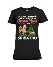Christmas Movies Alone She Also Needs A Shiba Inu Light Premium Fit Ladies Tee tile