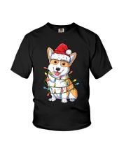 Corgi Santa Christmas Tree Lights Xmas Gifts Boys Kids Men Youth T-Shirt tile