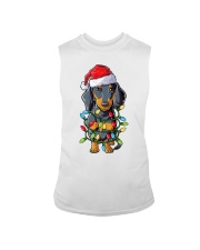 Dachshund Christmas Shirt Dog Santa Xmas Tree Lights Boys Sleeveless Tee tile
