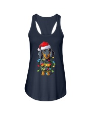 Dachshund Christmas Shirt Dog Santa Xmas Tree Lights Boys Ladies Flowy Tank tile