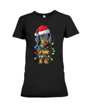 Dachshund Christmas Shirt Dog Santa Xmas Tree Lights Boys Premium Fit Ladies Tee tile