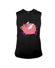 Smiletodaytees Funny Pink Flying Pig Cartoon Sleeveless Tee tile