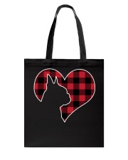 Boston Bostie Terrier Dog Christmas Buffalo Plaid Gift Tote Bag tile