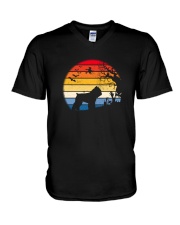 Bouvier Des Flandres In Moon Retro V-Neck T-Shirt tile