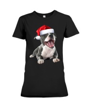 Cute Pit Bull Shirt Santa Hat Image Funny Dog Christmas Gift Premium Fit Ladies Tee tile