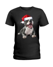 Cute Pit Bull Shirt Santa Hat Image Funny Dog Christmas Gift Ladies T-Shirt tile