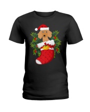 Christmas Daschund Doxie Inside Socks Ladies T-Shirt tile