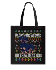 Dachshund Around The Christmas Tree Ugly Xmas Tote Bag tile