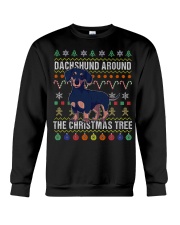 Dachshund Around The Christmas Tree Ugly Xmas Crewneck Sweatshirt tile