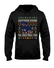 Dachshund Around The Christmas Tree Ugly Xmas Hooded Sweatshirt tile
