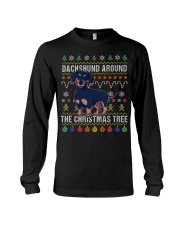 Dachshund Around The Christmas Tree Ugly Xmas Long Sleeve Tee tile