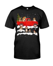 Beagle Riding Red Truck Xmas Merry Christmas Gift Classic T-Shirt tile