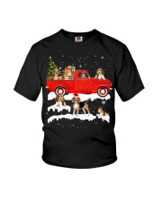 Beagle Riding Red Truck Xmas Merry Christmas Gift Youth T-Shirt tile